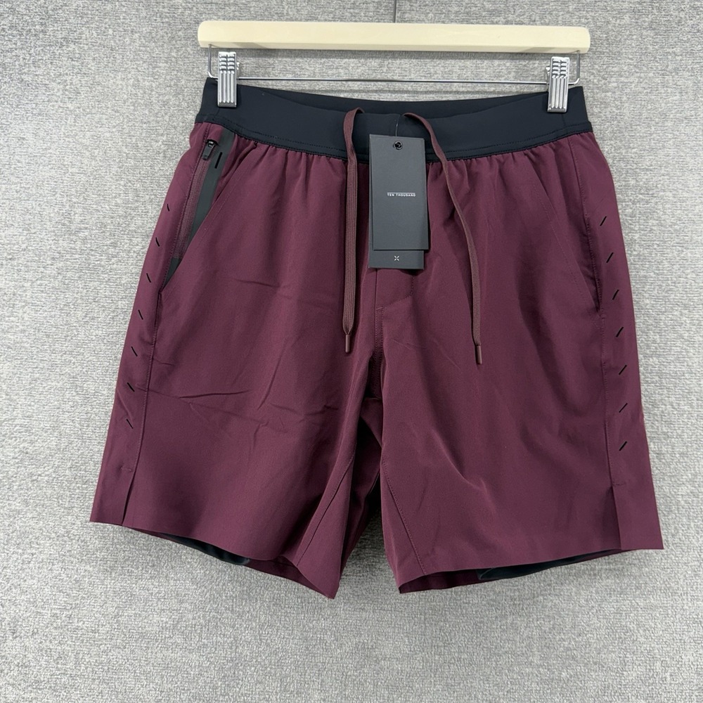 Ten Thousand The Interval Shorts Men Size Small Burgundy Lined Running NEW